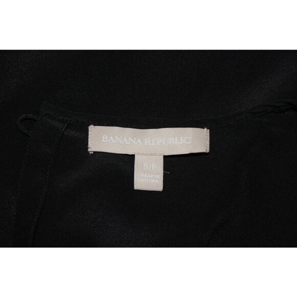 BANANA REPUBLIC 100% Silk Half-Sleeve Blouse in Black - Size S - Picture 9 of 14